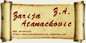 Zarija Atanacković vizit kartica